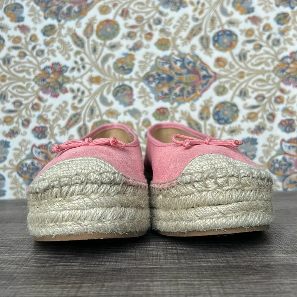 Talbots Pink QUINN SUEDE PLATFORM ESPADRILLES Slip-On Bow Tie Shoes‎ 7.5W